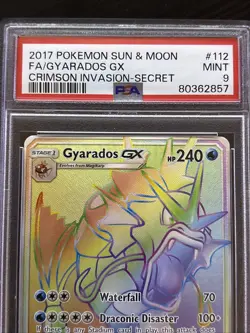 PSA 9 MINT - Pokemon Sun & Moon Crimson Invasion - Secret Rare Gyarados GX #112 - Image 3