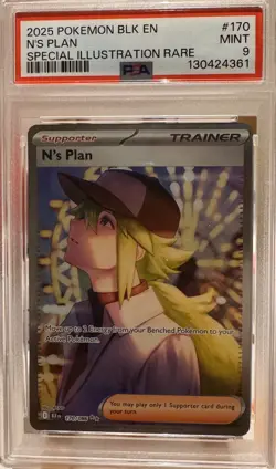 2025 POKEMON BLK EN-BLACK BOLT SPECIAL ILLUSTRATION RARE #170 N'S PLAN PSA 9 - Image 1