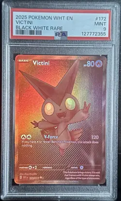 Pokemon 2025 Victini 172/086 Black White Rare White Flare PSA 9 🔥 - Image 1