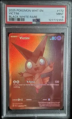 Pokemon 2025 Victini 172/086 Black White Rare White Flare PSA 9 🔥 - Image 2