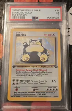 1999 Pokemon Jungle 1st Edition Holo Snorlax #11 PSA 5 - Image 1