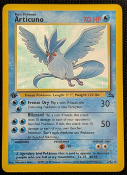 1999 Pokemon Fossil 1st Edition Articuno 2/62 Holo Rare WOTC LP NM - Image 1