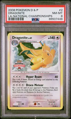 2008 POKEMON DIAMOND & PEARL LEGENDS AWAKENED NAT CHAMPIONSHIPS DRAGONITE PSA 8 - Image 1