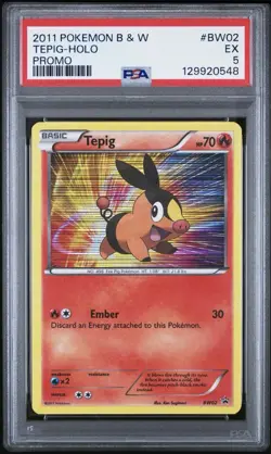 2011 POKEMON BLACK & WHITE PROMO BW02 TEPIG-HOLO PSA 5 EX - Image 1