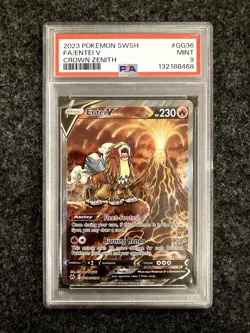 PSA 9 Entei V GG36/GG70 Crown Zenith: Galarian Gallery Pokemon TCG - Image 1