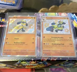 Lucario 174/091 & Riolu 173/091 SV: Paldean Fates Pokemon TCG Holo Sequential - Image 1