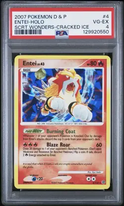 2007 POKEMON DIAMOND & Pearl SECRET WONDERS 4 ENTEI-HOLO CRACKED ICE PSA 4 VG-EX - Image 1