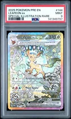 2025 POKEMON PRISMATIC EVOLUTIONS SPECIAL ILLUSTRATION RARE LEAFEON EX PSA 9 - Image 1