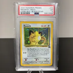 2000 Pokemon Promo Black Star #10 Meowth-Holo Game Boy-Black Star PSA 5 - Image 1