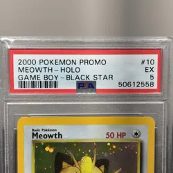 2000 Pokemon Promo Black Star #10 Meowth-Holo Game Boy-Black Star PSA 5 - Image 3