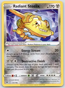 Radiant Steelix 124/196 (NM) - SWSH11: Lost Origin - Radiant Rare - Pokemon TCG - Image 1