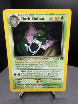 Pokemon TCG WOTC Team Rocket Dark Golbat 7/82 Holo Rare SWIRL Unlimited LP! - Image 1