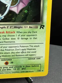 Pokemon TCG WOTC Team Rocket Dark Golbat 7/82 Holo Rare SWIRL Unlimited LP! - Image 4