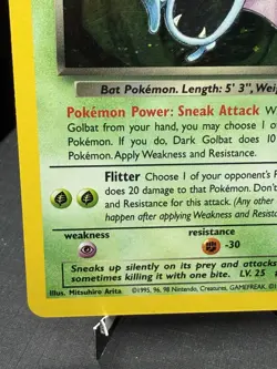 Pokemon TCG WOTC Team Rocket Dark Golbat 7/82 Holo Rare SWIRL Unlimited LP! - Image 5
