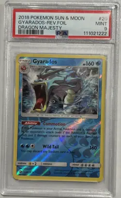 2018 Pokemon Sun & Moon Dragon Majesty Gyarados-Rev Foil PSA 9 #20 - Image 1