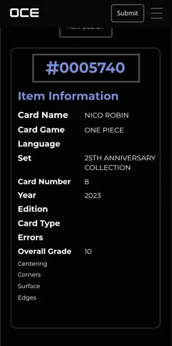 One Piece Nico Robin OCE10 Pristine✨25th Anniversary Premium Collection ST01-008 - Image 3