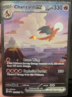 Pokemon TCG Charizard EX Scarlet & Violet 151 Card 199/165 Sir NM/M Condition - Image 1