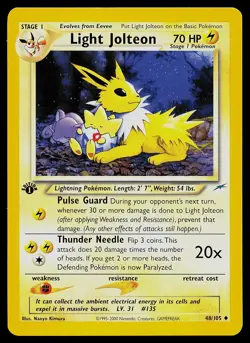 Pokemon Card - Light Jolteon Neo Destiny 48/105 Uncommon 1st Edition - Image 1