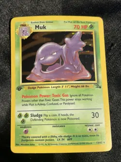 Pokemon TCG - Muk 13/62 - Holo Rare 1st Edition Fossil Vintage Pokemon Card MP - Image 1