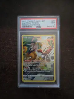 2023 Pokemon SWSH BSP Galarian Zapdos #283 Crown Zenith Tins PSA Mint 9 - Image 1
