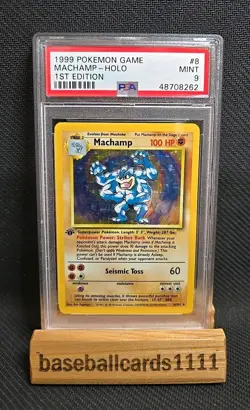 1999 POKEMON BASE SET 1ST EDITION #8 MACHAMP-HOLO PSA 9 P1 - Image 1