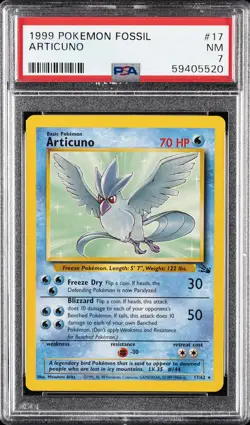 1999 POKEMON FOSSIL #17 ARTICUNO PSA 7 - Image 1