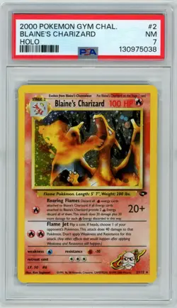 2000 POKEMON GYM CHALLENGE HOLO #2 BLAINE'S CHARIZARD PSA 7 - Image 1