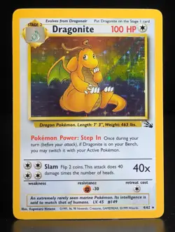 DRAGONITE 4/62 1999 FOSSIL SET POKEMON CARD HOLO - Image 1