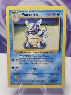 Wartortle 42/102 Pokemon Card TCG Base Set Unlimited Non Holo LP - Image 1