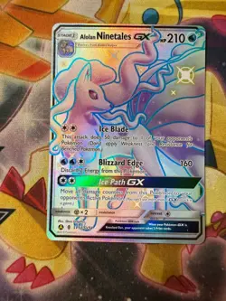 Pokemon TCG Alolan Ninetales GX SV53/SV94 NM Hidden Fates Shiny Vault Full Art - Image 1