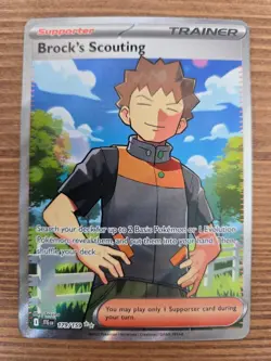 2025 Pokemon Brock's Scouting Ultra Rare Holo 179/159 - Journey Together - NM - Image 1