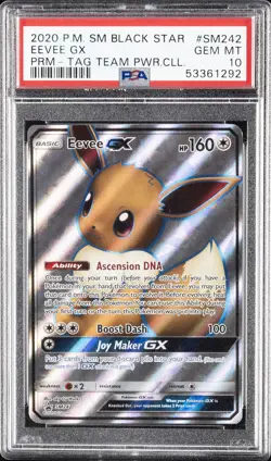 2020 POKEMON SM BLACK STAR PROMO TAG TEAM POWERS COLL #SM242 EEVEE GX PSA 10 - Image 1