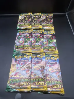 Pokemon Evolving Skies Booster Packs Lot of 9 Sylveon Rayquaza umbreon - Image 1