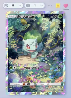 Bulbasaur #227 Illustration Rare Pokemon TCG Pocket Genetic Apex Holo Card - Image 1