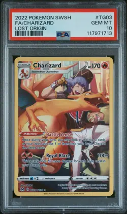 2022 POKEMON SWORD & SHIELD LOST ORIGIN #TG03 FA/CHARIZARD LOST ORIGIN PSA 10 - Image 1