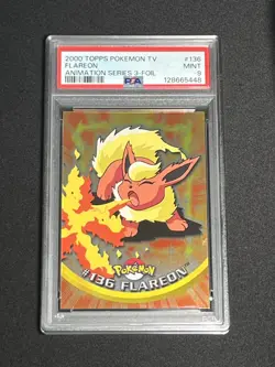 2000 TOPPS POKEMON TV ANIMATION SERIES 3 136 FLAREON FOIL PSA 9 Mint - Image 1