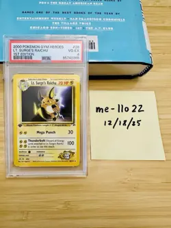 2000 Pokemon Gym Heroes Lt. Surge's Raichu 1ST EDITION #28 PSA 4 VG-EX VINTAGE! - Image 1