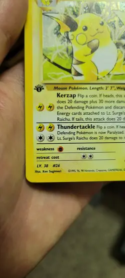 2000 Pokemon Gym Challenge 1st Edition Lt. Surge's Raichu Holo #11/132 LP/MP - Image 3