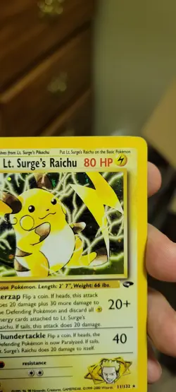 2000 Pokemon Gym Challenge 1st Edition Lt. Surge's Raichu Holo #11/132 LP/MP - Image 5