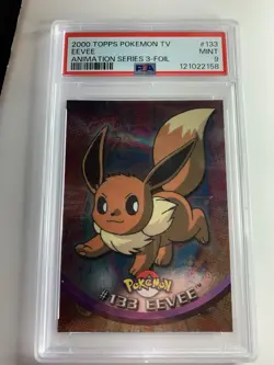 2000 Topps Pokemon TV #133 Eevee SILVER FOIL Animation Series 3 PSA 9 MINT - Image 1
