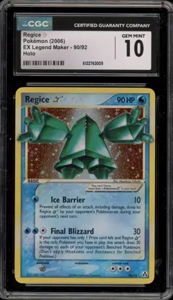 Pokemon Regice Gold Star EX Legend Maker Holo Ultra Rare #90 CGC 10 Gem Mint - Image 1