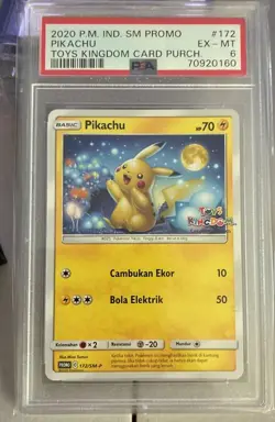 2020 Pokemon Pikachu Indo Toys Kingdom Stamped promo PSA 6 POP 1 - Image 1