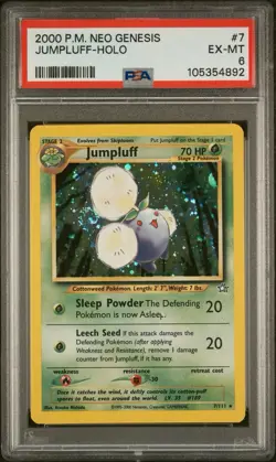 2000 Pokemon Neo Genesis #7 Jumpluff Holo PSA 6 EX-MINT SWIRL - Image 1