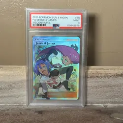 Pokemon TCG Hidden Fates Jessie & James Full Art PSA 9 Mint Trainer Holo Card - Image 1