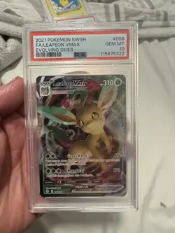 2021 POKEMON SWORD & SHIELD EVOLVING SKIES #008 FULL ART/LEAFEON VMAX PSA 10 - Image 1