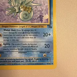 1st Edition Seadra 42/62 Pokemon TCG WOTC Fossil Set Uncommon LP+ 1999 Vintage - Image 3