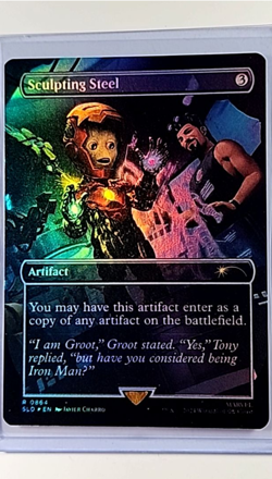 MTG Magic the Gathering Secret Lair Foil 864 Sculpting Steel Iron Man / Groot - Image 1