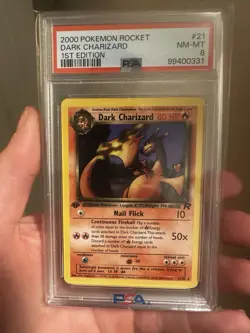 Pokemon Dark Charizard TCG 21/82 Non-Holo Rare 1st Edition PSA 8 - Image 1