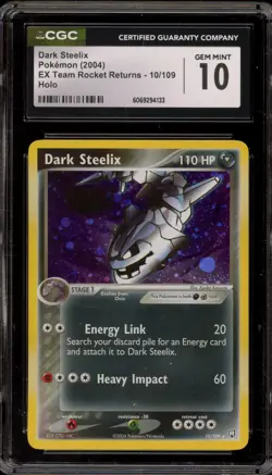 Pokemon Dark Steelix EX Team Rocket Returns Holo Rare #10 CGC 10 Gem Mint - Image 1