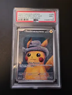 2023 POKEMON X VAN GOGH BLACK STAR PROMO #085 PIKACHU WITH GREY FELT HAT PSA 9 - Image 1